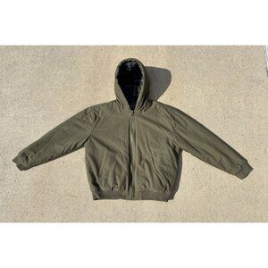 woolrich Carhartt flannel lined Green Canvas Work jacket